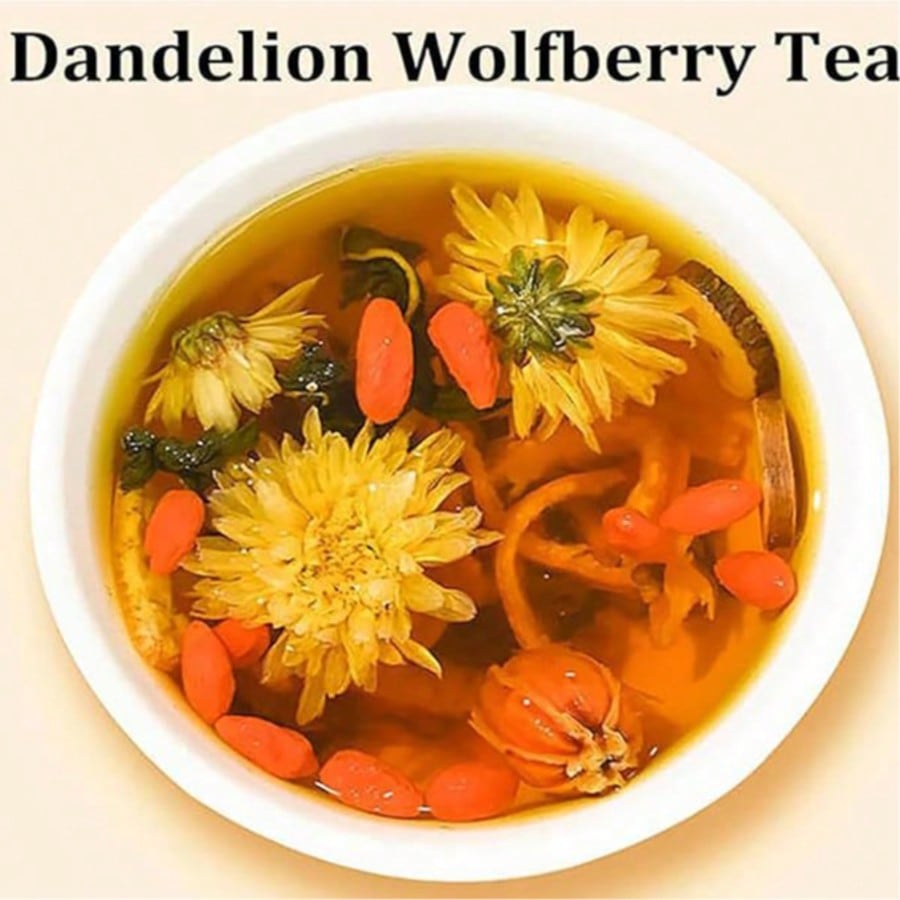 Wellness Herbal Tea Blends - タンポポ＆クコの実ハーブティー 50袋 カフェインフリー 天然ブレンド 菊花＆みかんの皮入り デイリーウェルネスティー