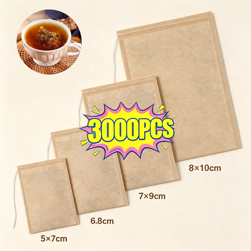 Herbal Wellness Tea - 100/3000枚入り使い捨てティーフィルターバッグ、紐付き空ティーバッグ、生分解性紙袋、コーヒー豆、スパイス、ハーブ、薬用