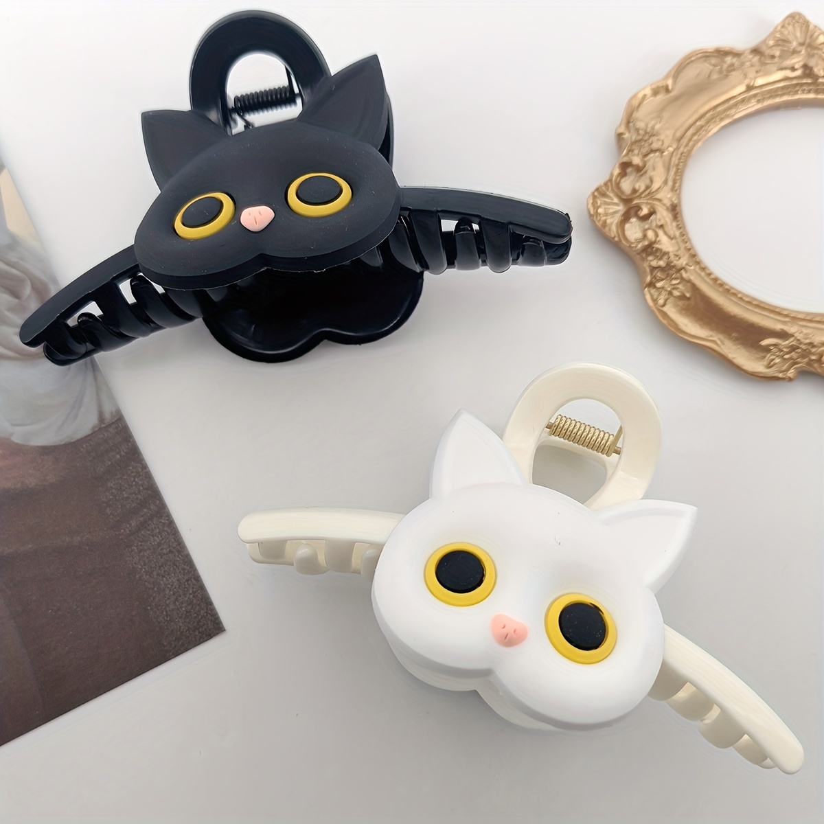 Cat Claw Bark - 1pc 大きなソリッドカラーのヘアクリップ - かわいい猫 - 形のプラスチックの爪、ファッショナブルな動物
