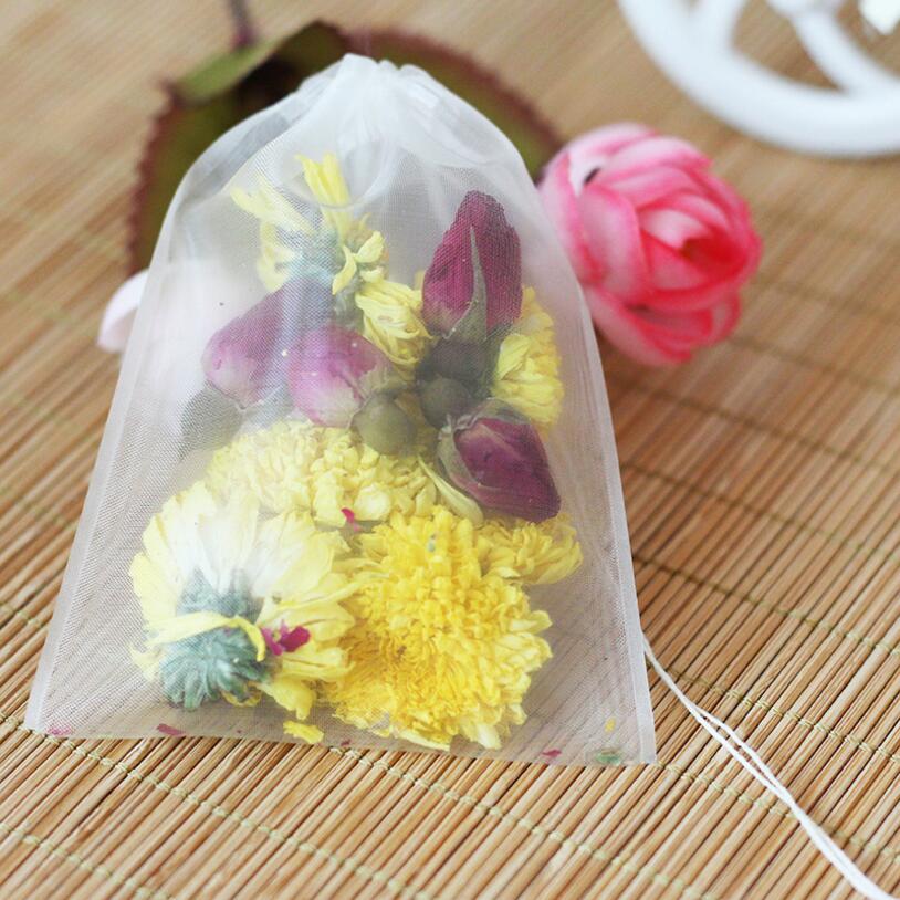 Herbal Wellness Tea - 50 ピース/ロット空のティーバッグナイロン素材のティーバッグ文字列ヒールシールフィルターバッグハーブルースティー用 5 サイズ