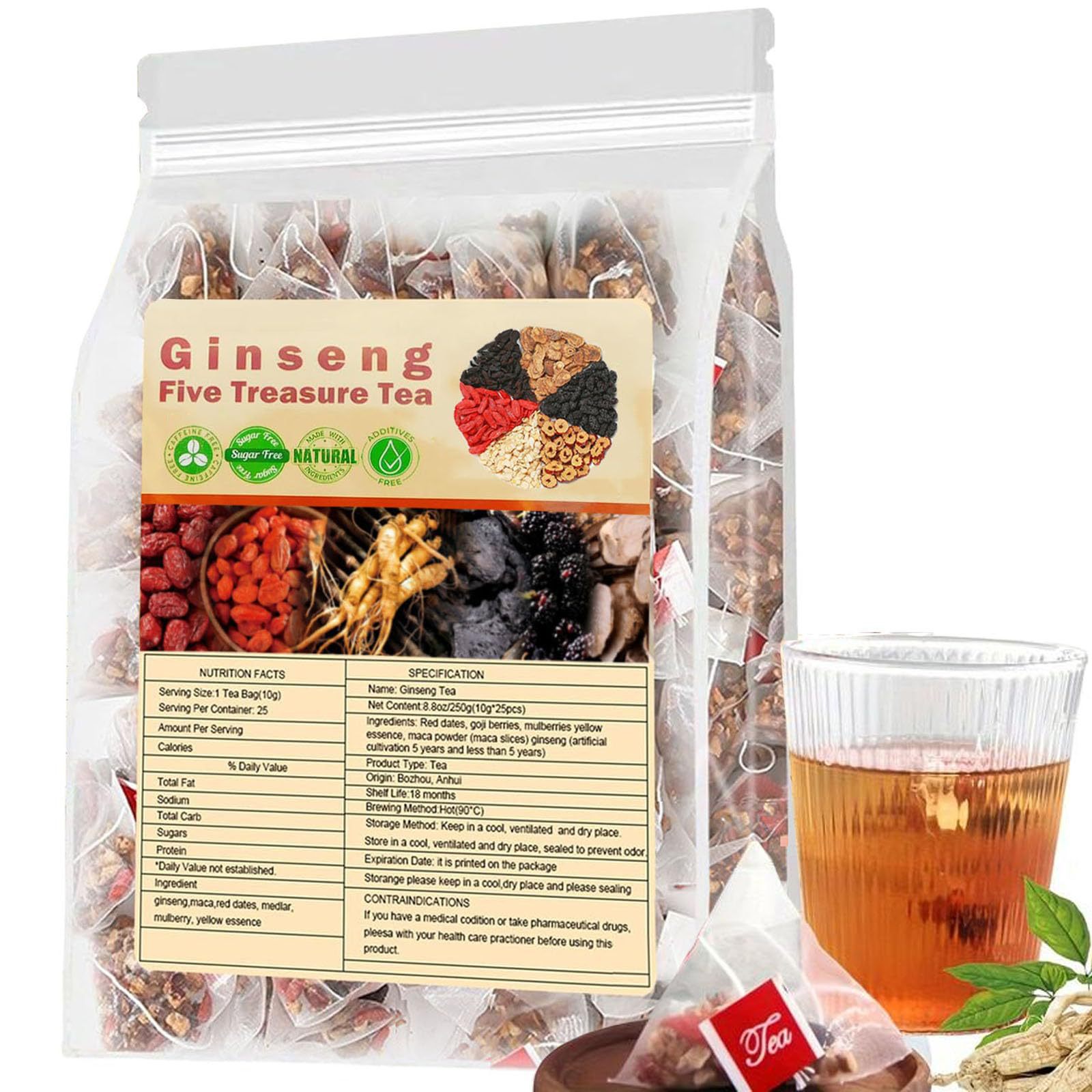 高麗人参五宝茶腎臓茶、天然漢方茶、男性と女性のための腎臓浄化 - Herbal Wellness Tea のレビューと価格
